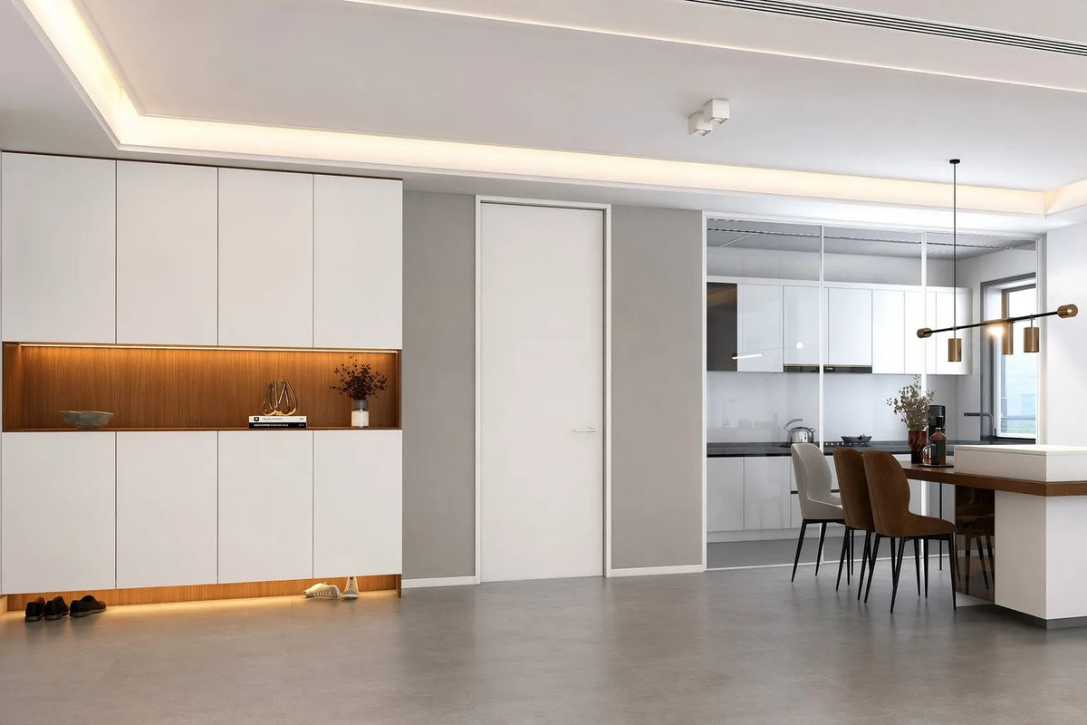 Premium Moonlight White Aluminum-Clad Wood Interior Door - Detail view 2